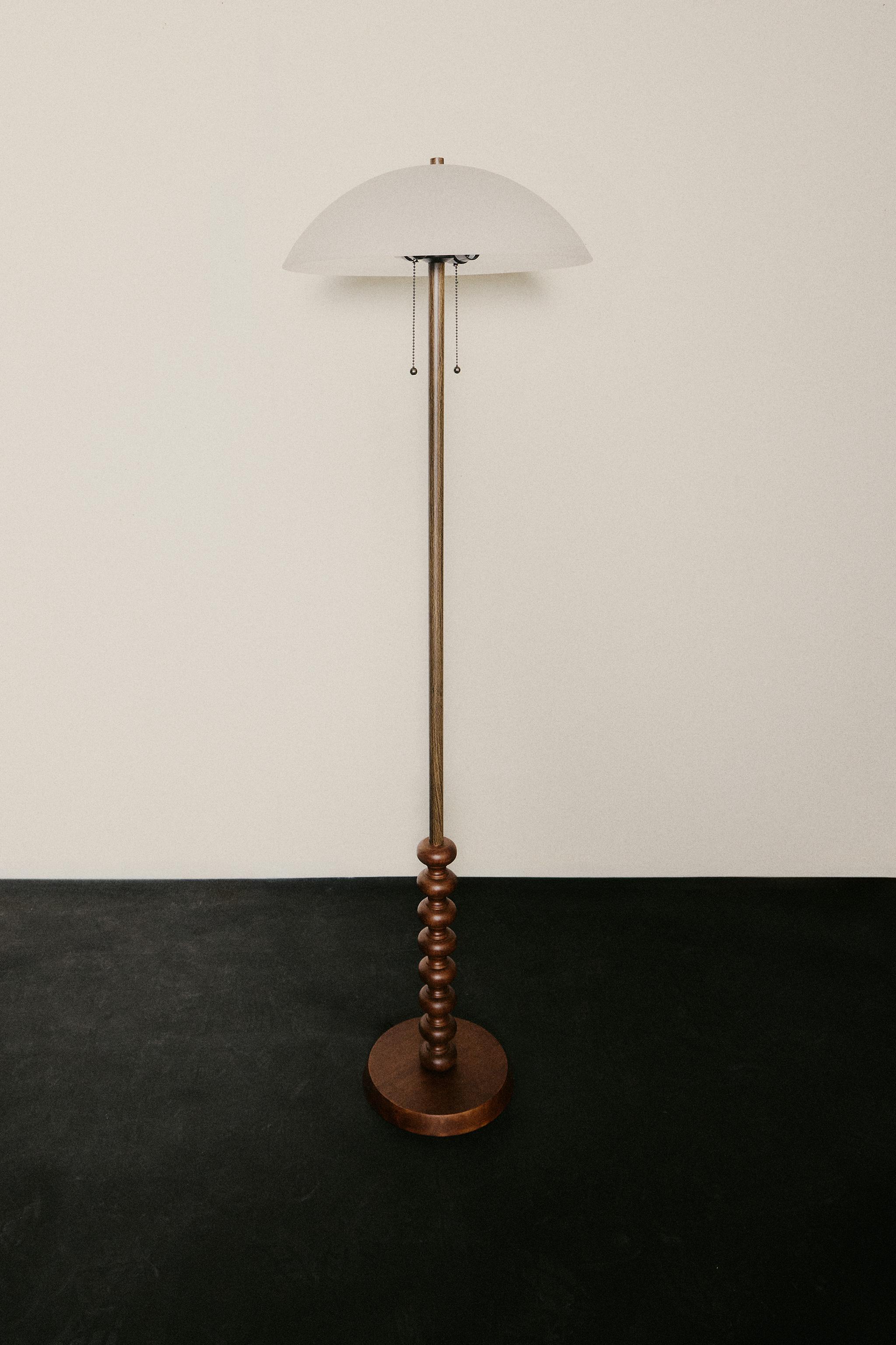 LAMPADAIRE VERRE ET BOIS